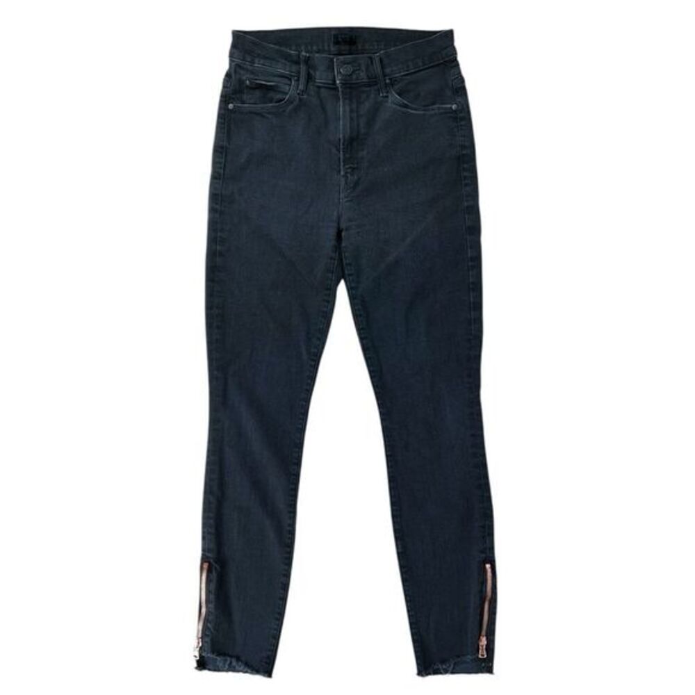 Mother The Stunner Double Zip Ankle Skinny Jeans Not Guilty Black High Rise 27